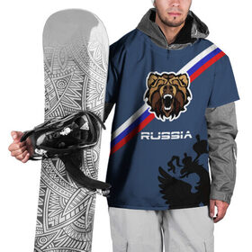 Накидка на куртку 3D с принтом Russia медведь , 100% полиэстер |  | russia | белый синий красный | герб | патриот | российская федерация | российский | россия | русский | рф | триколор | флаг