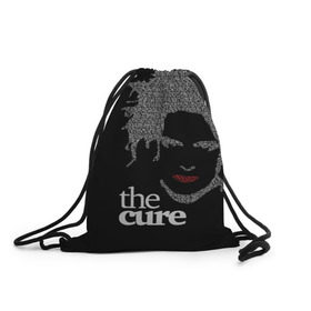 Рюкзак-мешок 3D с принтом The Cure , 100% полиэстер | плотность ткани — 200 г/м2, размер — 35 х 45 см; лямки — толстые шнурки, застежка на шнуровке, без карманов и подкладки | Тематика изображения на принте: robert smith | rock band | the cure | uk | британия | роберт смит | рок группа