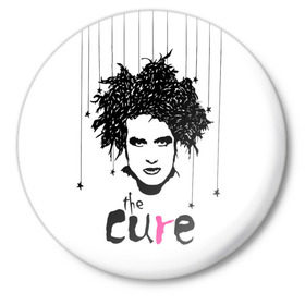 Значок с принтом The Cure ,  металл | круглая форма, металлическая застежка в виде булавки | robert smith | rock band | the cure | uk | британия | роберт смит | рок группа
