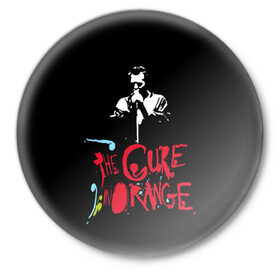 Значок с принтом The Cure ,  металл | круглая форма, металлическая застежка в виде булавки | robert smith | rock band | the cure | uk | британия | роберт смит | рок группа