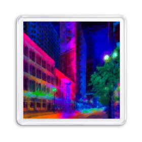 Магнит 55*55 с принтом Neon city , Пластик | Размер: 65*65 мм; Размер печати: 55*55 мм | Тематика изображения на принте: город | яркий