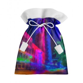 Подарочный 3D мешок с принтом Neon city , 100% полиэстер | Размер: 29*39 см | Тематика изображения на принте: город | яркий
