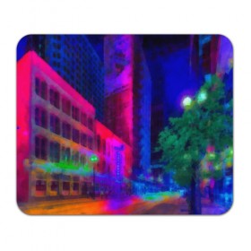 Коврик прямоугольный с принтом Neon city , натуральный каучук | размер 230 х 185 мм; запечатка лицевой стороны | Тематика изображения на принте: город | яркий