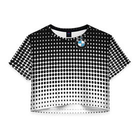 Женская футболка 3D укороченная с принтом BMW 2018 Black and White IV , 100% полиэстер | круглая горловина, длина футболки до линии талии, рукава с отворотами | bmw | автомобильные | бмв | машины