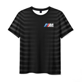 Мужская футболка 3D с принтом BMW M BLACK & GREY , 100% полиэфир | прямой крой, круглый вырез горловины, длина до линии бедер | bmw | автомобильные | бмв | машины