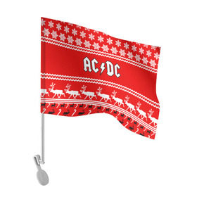 Флаг для автомобиля с принтом Праздничный AC/DC , 100% полиэстер | Размер: 30*21 см | ac dc | acdc |   снежинки | ангус янг | ас дс | асдс | крис слэйд | новогодний | новый год | рождество | стиви янг | эксл роуз