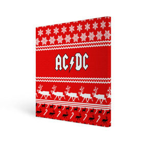 Холст квадратный с принтом Праздничный AC/DC , 100% ПВХ |  | ac dc | acdc |   снежинки | ангус янг | ас дс | асдс | крис слэйд | новогодний | новый год | рождество | стиви янг | эксл роуз