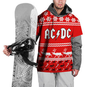 Накидка на куртку 3D с принтом Праздничный AC/DC , 100% полиэстер |  | ac dc | acdc |   снежинки | ангус янг | ас дс | асдс | крис слэйд | новогодний | новый год | рождество | стиви янг | эксл роуз