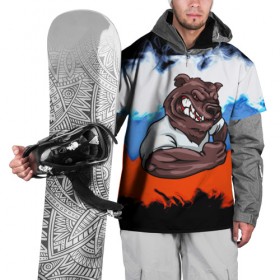 Накидка на куртку 3D с принтом Медведь , 100% полиэстер |  | abstraction | grunge | абстракция | краска | медведь | русский | триколор | я русский