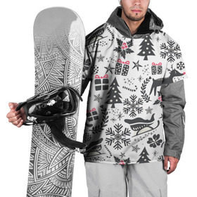 Накидка на куртку 3D с принтом Дуx рождества , 100% полиэстер |  | год | елка | зима | колокольчик  | новый | олень | подарки | праздник | сани | снег | снежинки | узор