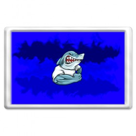 Магнит 45*70 с принтом aggressive shark , Пластик | Размер: 78*52 мм; Размер печати: 70*45 | абстракция | акула | краски | синий | темносиний