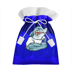 Подарочный 3D мешок с принтом aggressive shark , 100% полиэстер | Размер: 29*39 см | абстракция | акула | краски | синий | темносиний