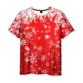 Мужская футболка 3D с принтом Новогоднее чудо 1 , 100% полиэфир | прямой крой, круглый вырез горловины, длина до линии бедер | Тематика изображения на принте: новый год | снег | снежинки