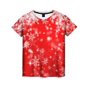Женская футболка 3D с принтом Новогоднее чудо 1 , 100% полиэфир ( синтетическое хлопкоподобное полотно) | прямой крой, круглый вырез горловины, длина до линии бедер | новый год | снег | снежинки