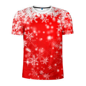Мужская футболка 3D спортивная с принтом Новогоднее чудо 1 , 100% полиэстер с улучшенными характеристиками | приталенный силуэт, круглая горловина, широкие плечи, сужается к линии бедра | Тематика изображения на принте: новый год | снег | снежинки