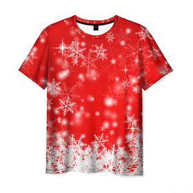 Мужская футболка 3D с принтом Новогоднее чудо 2 , 100% полиэфир | прямой крой, круглый вырез горловины, длина до линии бедер | Тематика изображения на принте: новый год | снег | снежинки