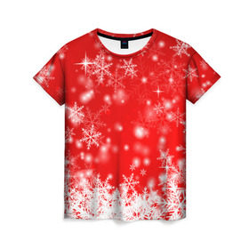 Женская футболка 3D с принтом Новогоднее чудо 2 , 100% полиэфир ( синтетическое хлопкоподобное полотно) | прямой крой, круглый вырез горловины, длина до линии бедер | новый год | снег | снежинки