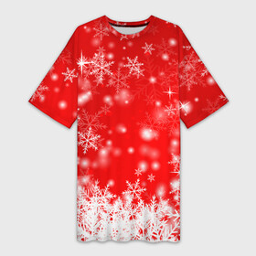 Платье-футболка 3D с принтом Новогоднее чудо 2 ,  |  | новый год | снег | снежинки