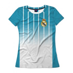 Женская футболка 3D с принтом Real Madrid 2018 , 100% полиэфир ( синтетическое хлопкоподобное полотно) | прямой крой, круглый вырез горловины, длина до линии бедер | 