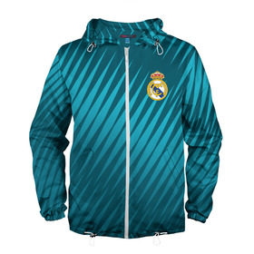 Мужская ветровка 3D с принтом Real Madrid 2018 Sportwear , 100% полиэстер | подол и капюшон оформлены резинкой с фиксаторами, два кармана без застежек по бокам, один потайной карман на груди | 