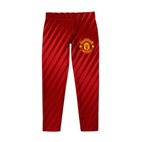 Детские леггинсы 3D с принтом Manchester United Sportwear , полиэстер 85%, спандекс 15% | эластичный пояс, зауженный крой | emirates | fc | manchester united | геометрия | манчестер юнайтед | спорт | футбол | футбольный клуб | эмблема