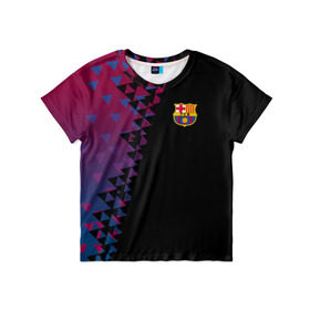 Детская футболка 3D с принтом FC Barcelona 2018 Премиум , 100% гипоаллергенный полиэфир | прямой крой, круглый вырез горловины, длина до линии бедер, чуть спущенное плечо, ткань немного тянется | 