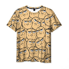 Мужская футболка 3D с принтом MEME DETERMINED NOT OKAY , 100% полиэфир | прямой крой, круглый вырез горловины, длина до линии бедер | determined not okay | meme | лицо | мем | определённо не всё в порядке