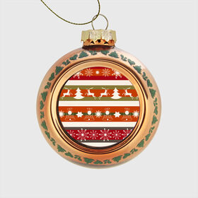 Стеклянный ёлочный шар с принтом Новогодняя текстура , Стекло | Диаметр: 80 мм | елка | колокольчик | новый год | олени | снег | снежинки