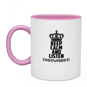 Кружка двухцветная с принтом Keep calm and listen Disturbed , керамика | объем — 330 мл, диаметр — 80 мм. Цветная ручка и кайма сверху, в некоторых цветах — вся внутренняя часть | Тематика изображения на принте: disturbed | альтернативный | встревоженные | группа | джон мойер | дистербд | дистербед | дэвид дрейман | дэн дониган | майк венгрен | метал | монстр | ню | нюметал | рога | рок | хеви | хевиметал