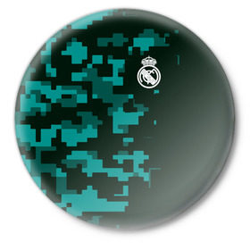 Значок с принтом Real Madrid 18 Military Sport ,  металл | круглая форма, металлическая застежка в виде булавки | 