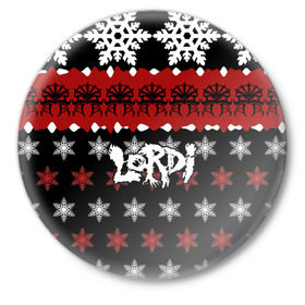 Значок с принтом Lordi ,  металл | круглая форма, металлическая застежка в виде булавки | Тематика изображения на принте: 