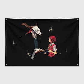 Флаг-баннер с принтом Mahou Tsukai no Yome , 100% полиэстер | размер 67 х 109 см, плотность ткани — 95 г/м2; по краям флага есть четыре люверса для крепления | Тематика изображения на принте: девушка | красные волосы | монстр | невеста чародея