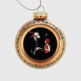Стеклянный ёлочный шар с принтом Mahou Tsukai no Yome , Стекло | Диаметр: 80 мм | Тематика изображения на принте: девушка | красные волосы | монстр | невеста чародея