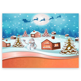 Поздравительная открытка с принтом Рождество , 100% бумага | плотность бумаги 280 г/м2, матовая, на обратной стороне линовка и место для марки
 | christmas | new year | santa | дед мороз | елка | елочки | новогодний | новый год | рождество | сантаклаус | снег | снежинки