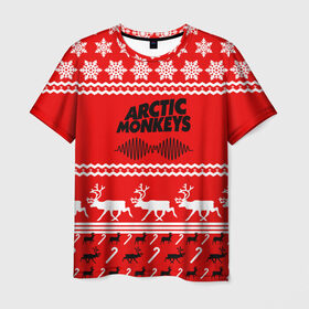 Мужская футболка 3D с принтом Arctic Monkeys , 100% полиэфир | прямой крой, круглый вырез горловины, длина до линии бедер | Тематика изображения на принте: arc | алекс тёрнер | арктик | арктические | гаражный | группа | джейми кук | знак | инди | красный | манкис | мартышки | музыка | надпись | ник о мэлли | новогодний | новый год | обезьяна | постпанк