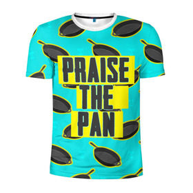 Мужская футболка 3D спортивная с принтом Praise The Pan , 100% полиэстер с улучшенными характеристиками | приталенный силуэт, круглая горловина, широкие плечи, сужается к линии бедра | battle royale | playerunknown | playerunknowns | playerunknowns battlegrounds | pubg | онлайн игра