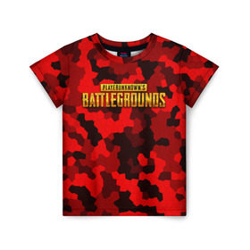 Детская футболка 3D с принтом PUBG Red Military , 100% гипоаллергенный полиэфир | прямой крой, круглый вырез горловины, длина до линии бедер, чуть спущенное плечо, ткань немного тянется | battle royal | playerunknowns battlegrounds | pubg | пабг | пубг