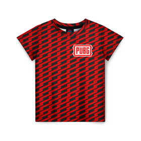Детская футболка 3D с принтом PUBG Red Line , 100% гипоаллергенный полиэфир | прямой крой, круглый вырез горловины, длина до линии бедер, чуть спущенное плечо, ткань немного тянется | playerunknowns battlegrounds | pubg | шутеры
