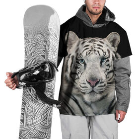 Накидка на куртку 3D с принтом White tiger , 100% полиэстер |  | tiger white | белый тигр | дикая кошка | тигр