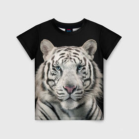 Детская футболка 3D с принтом White tiger , 100% гипоаллергенный полиэфир | прямой крой, круглый вырез горловины, длина до линии бедер, чуть спущенное плечо, ткань немного тянется | tiger white | белый тигр | дикая кошка | тигр