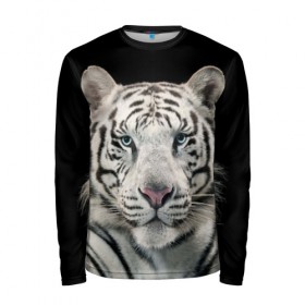 Мужской лонгслив 3D с принтом White tiger , 100% полиэстер | длинные рукава, круглый вырез горловины, полуприлегающий силуэт | tiger white | белый тигр | дикая кошка | тигр