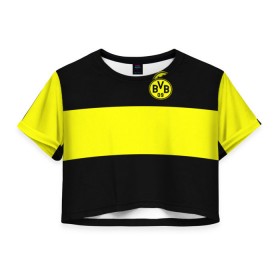 Женская футболка 3D укороченная с принтом Borussia 2018 Black and Yellow , 100% полиэстер | круглая горловина, длина футболки до линии талии, рукава с отворотами | боруссия | дортмунд