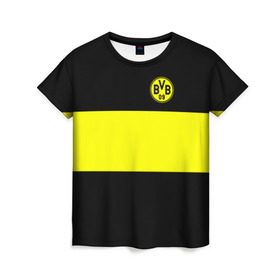 Женская футболка 3D с принтом Borussia 2018 Black and Yellow , 100% полиэфир ( синтетическое хлопкоподобное полотно) | прямой крой, круглый вырез горловины, длина до линии бедер | боруссия | дортмунд
