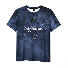 Мужская футболка 3D с принтом Стрелец(Sagittarius) , 100% полиэфир | прямой крой, круглый вырез горловины, длина до линии бедер | Тематика изображения на принте: sagittarius | звезды | знаки зодиака | космос | созвездие | стрелец