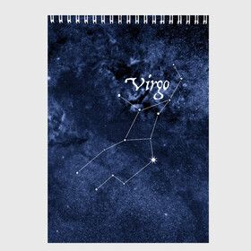 Скетчбук с принтом Дева(Virgo) , 100% бумага
 | 48 листов, плотность листов — 100 г/м2, плотность картонной обложки — 250 г/м2. Листы скреплены сверху удобной пружинной спиралью | Тематика изображения на принте: virgo | дева | звезды | знаки зодиака | космос | созвездие
