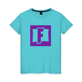 Женская футболка хлопок с принтом Fortnite logo , 100% хлопок | прямой крой, круглый вырез горловины, длина до линии бедер, слегка спущенное плечо | 