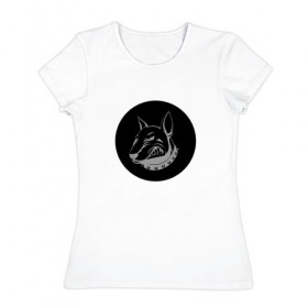 Женская футболка хлопок с принтом Собакен , 100% хлопок | прямой крой, круглый вырез горловины, длина до линии бедер, слегка спущенное плечо | 