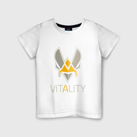 Детская футболка хлопок с принтом VITALITY Team Esports , 100% хлопок | круглый вырез горловины, полуприлегающий силуэт, длина до линии бедер | Тематика изображения на принте: 6 | rainbow six | siege | битва | война | игра | киберспорт | оружие | осада | радуга | шутер