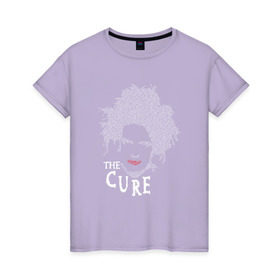 Женская футболка хлопок с принтом The Cure - face , 100% хлопок | прямой крой, круглый вырез горловины, длина до линии бедер, слегка спущенное плечо | Тематика изображения на принте: cure | рок
