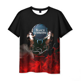 Мужская футболка 3D с принтом Black Sabbath reunion , 100% полиэфир | прямой крой, круглый вырез горловины, длина до линии бедер | black sabbath | ozzy osbourne | ангелы | билл уорд | гизер батлер | костер | огонь | осборн оззи | пламя | тони айомми | черти